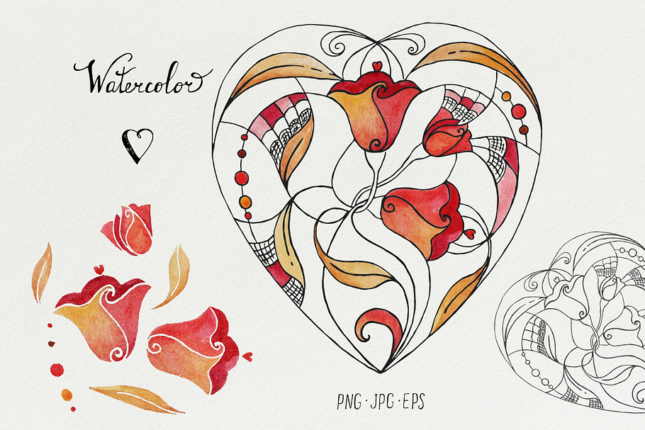 Watercolor heart. Abstraction in Illustrations - product preview 8