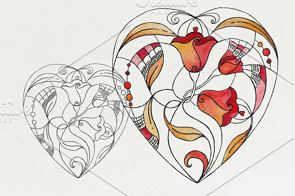 Watercolor heart. Abstraction in Illustrations - product preview 1