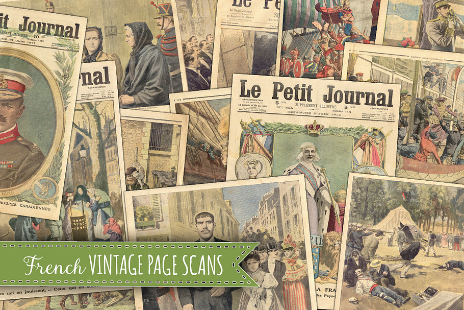 13 Old French Vintage Pages Paper