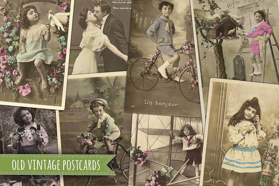 Old Antique Postcards Children Love in Graphics - product preview 8