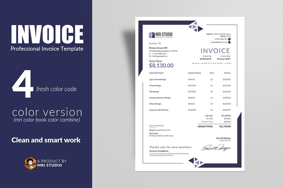 Creative Invoice Template in Stationery Templates - product preview 8