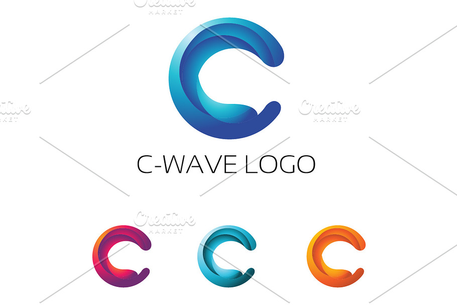 C Wave 3D Modern Letter Logo