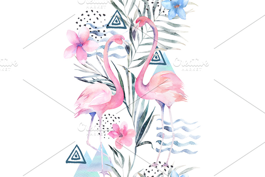 Watercolor Tropical Pattern in Patterns - product preview 8
