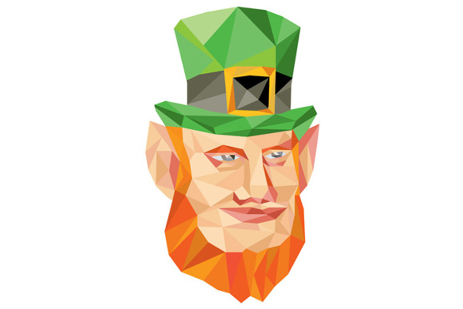 Leprechaun Head Low Polygon in Illustrations - product preview 8