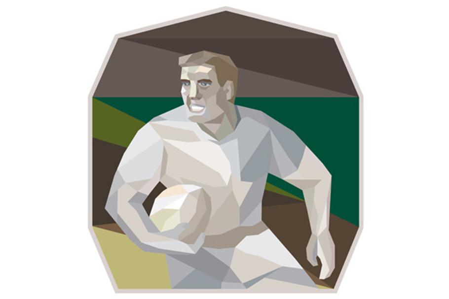 Rugby Player Running Low Polygon in Illustrations - product preview 8