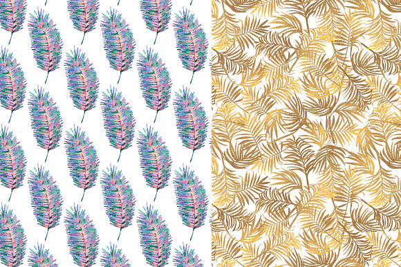 Palm tree leaves digital papers in Patterns - product preview 2