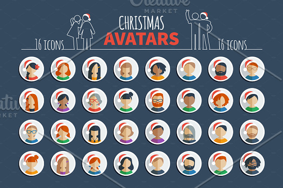 Male and female avatars + Xmas bonus in Avatar Icons - product preview 4