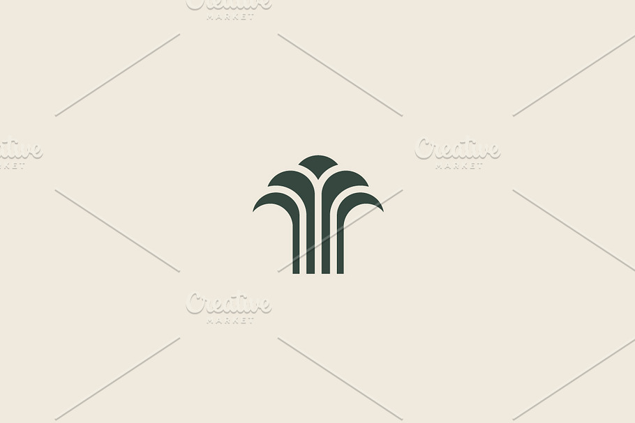 Abstract linear vector tree fountain building finance logotype. Universal luxury palm harvest park spa beach logo in Logo Templates - product preview 8