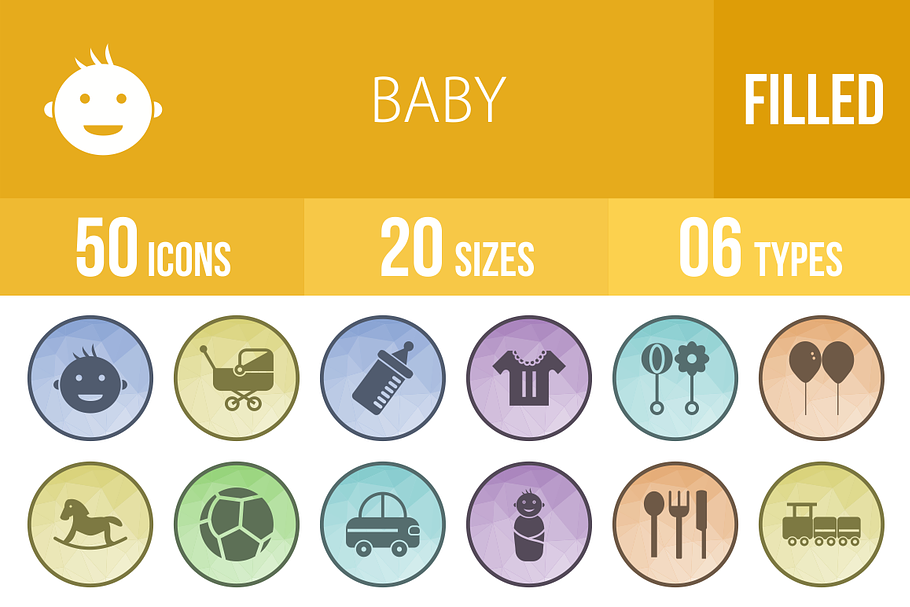 50 Baby Filled Low Poly B/G Icons