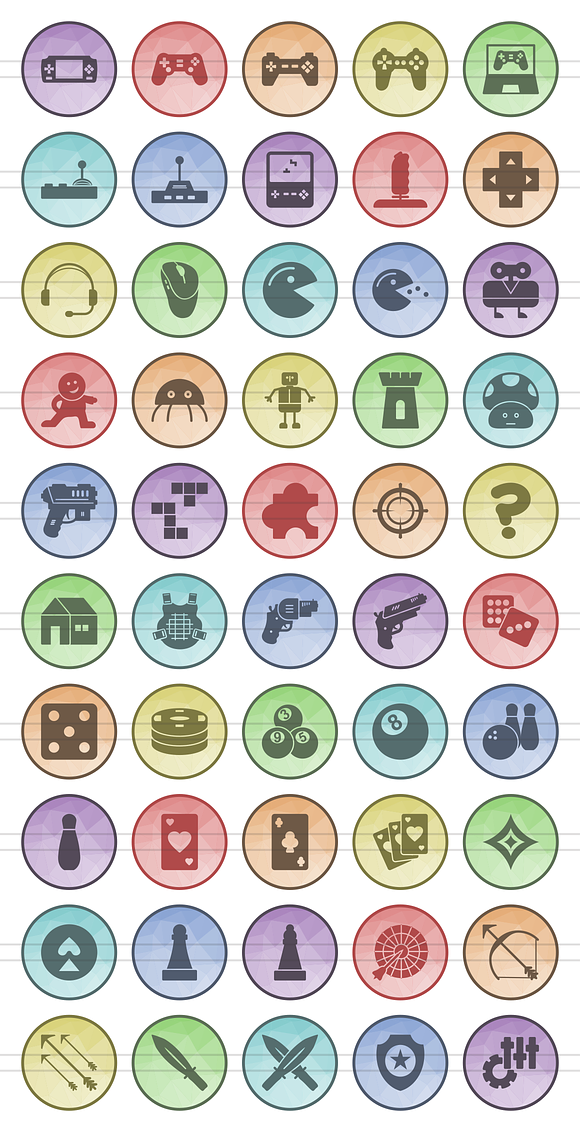 50 Games Filled Low Poly B/G Icons in Graphics - product preview 1