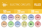 50 Electric Circuits Low Poly Icons