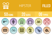 50 Hipster Filled Low Poly B/G Icons