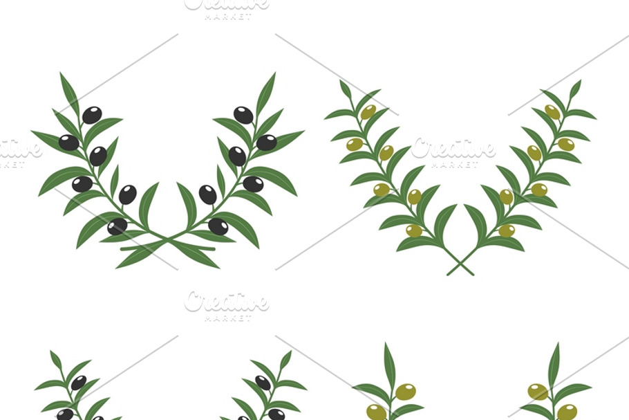 Olive branch wreaths in Illustrations - product preview 8