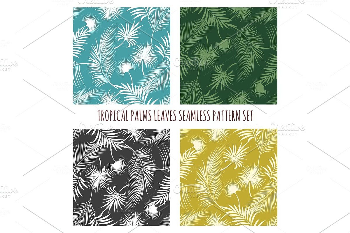 Tropical palms leaves seamless pattern set in Illustrations - product preview 8