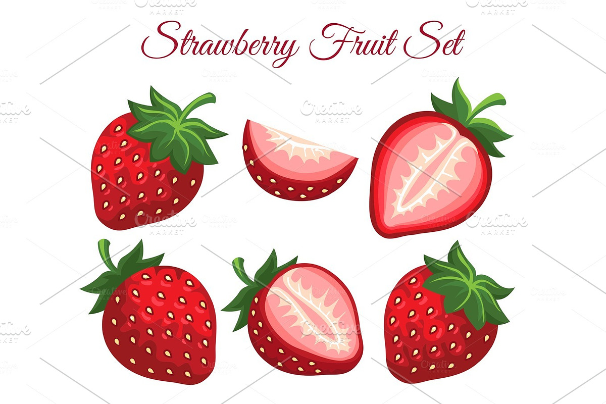 Strawberry organic fresh dessert icon in Illustrations - product preview 8