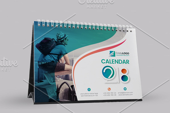 Desk Calendar 2018 in Stationery Templates - product preview 7
