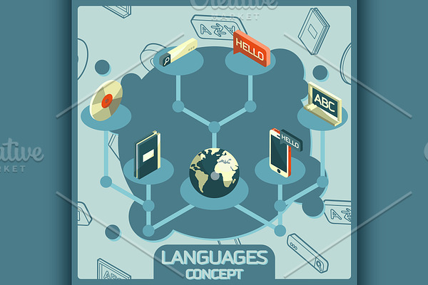 Languages color concept icons