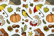 Set of autumn symbols pattern