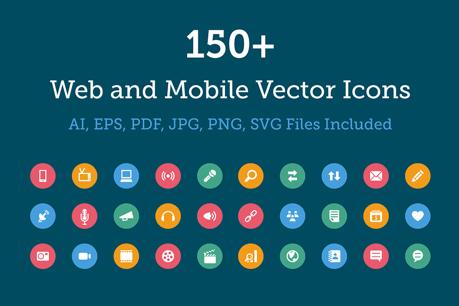 150+ Web and Mobile Vector Icons
