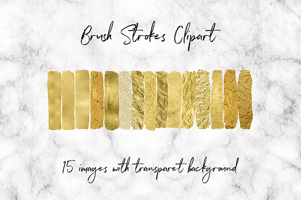 Gold Stroke Brushes Clipart