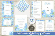 Blue Flower Watercolor Wedding Suite