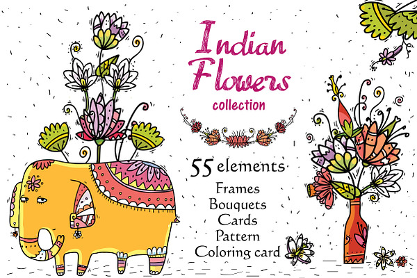 Indian Flowers - 55 objects+