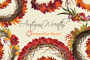 Autumn Wreaths watercolor clip art