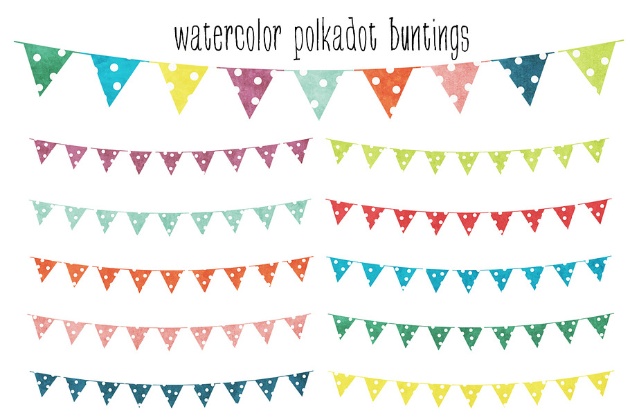 Watercolor Polkadot Buntings in Objects - product preview 8