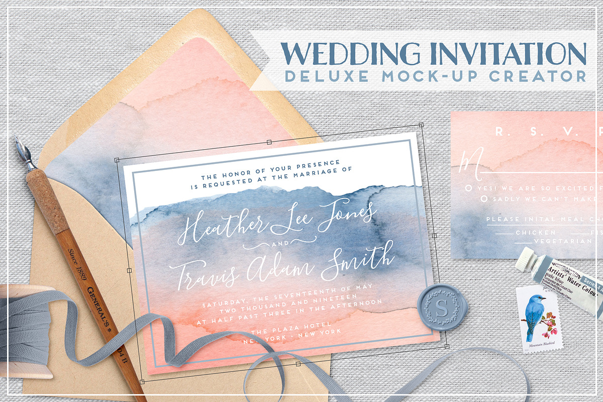 Wedding Invite mockup bundle scene in Print Mockups - product preview 8
