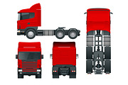Truck tractor or semi-trailer truck. Cargo delivering vehicle template vector isolated illustration View front, rear, side, top. Car for the carriage of goods. Change the color in one click.