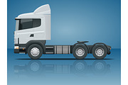 Truck tractor or semi-trailer truck. Cargo delivering vehicle template vector isolated illustration View side. Change the color in one click. All elements in groups
