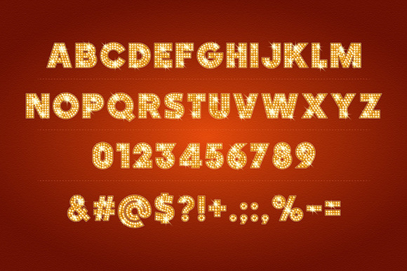 Vector shiny gold lamp alphabet in Objects - product preview 2