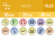 50 Music Filled Low Poly B/G Icons