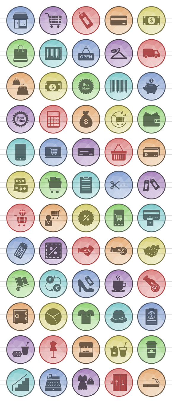 60 Shopping Low Poly B/G Icons in Graphics - product preview 1