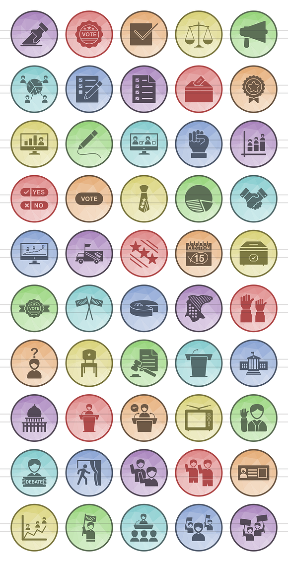 50 Elections Low Poly B/G Icons in Icons - product preview 1