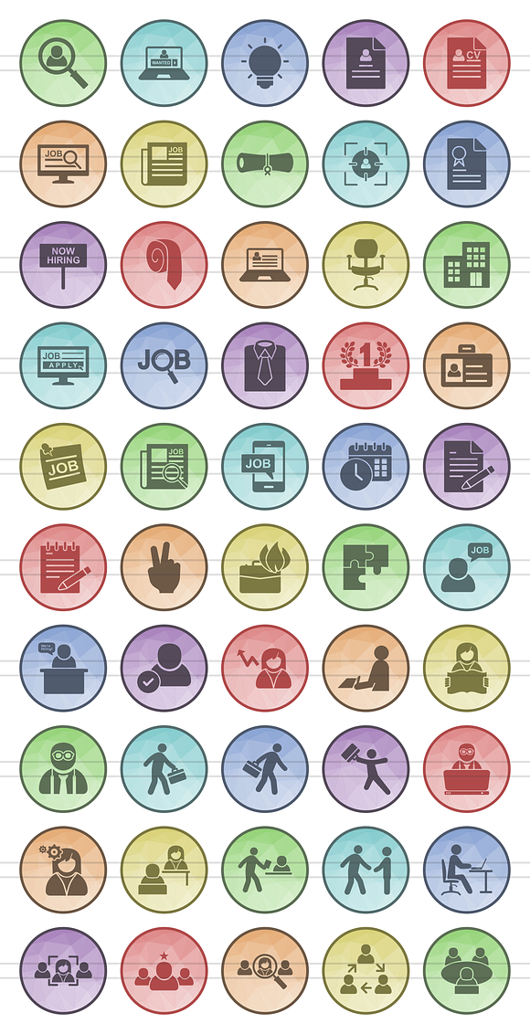 50 Employment Low Poly B/G Icons in Graphics - product preview 1