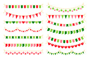 Colorful garlands with flags. Carnival design elements for congratulation banners and birthday invitations