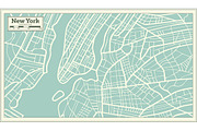 New York USA Map in Retro Style.