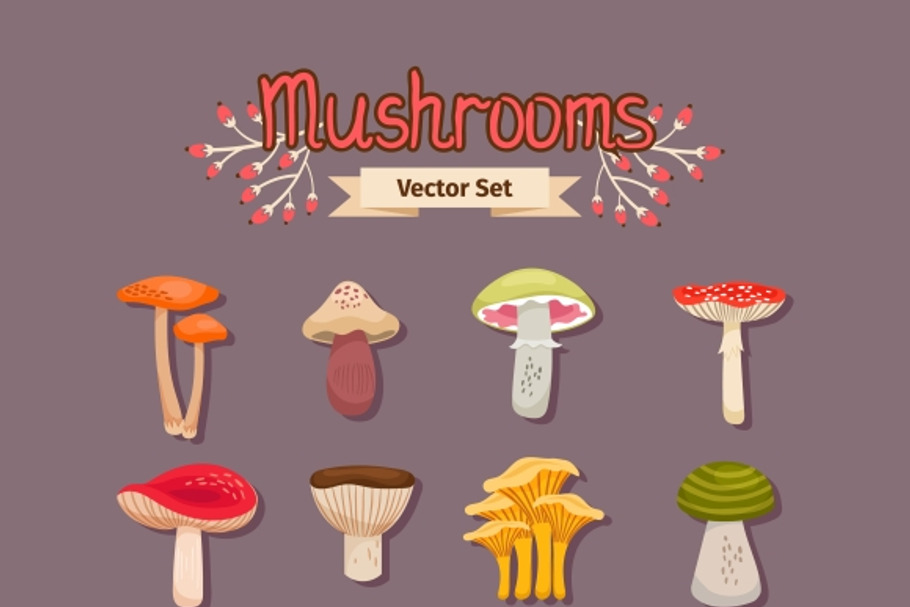 Vector mushrooms set in Icons - product preview 8