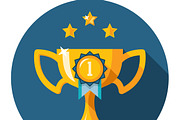 Gold winner trophy cup flat icon
