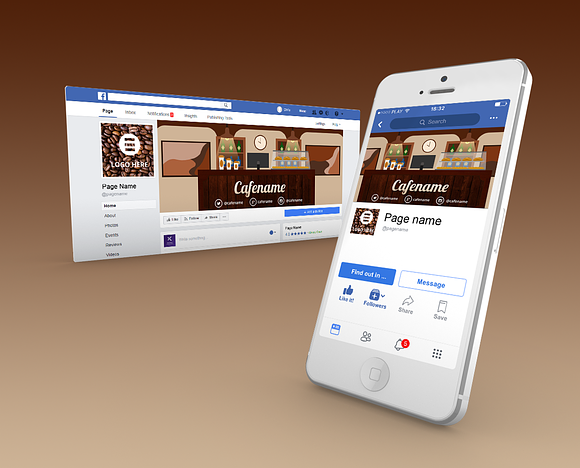 cafe facebook cover page template in Facebook Templates - product preview 3
