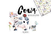 Cows. Watercolor clipart