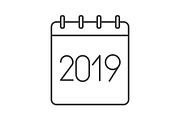 2019 annual calendar linear icon