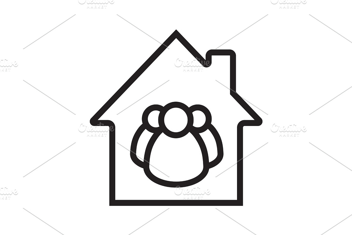 Family house linear icon in Graphics - product preview 8