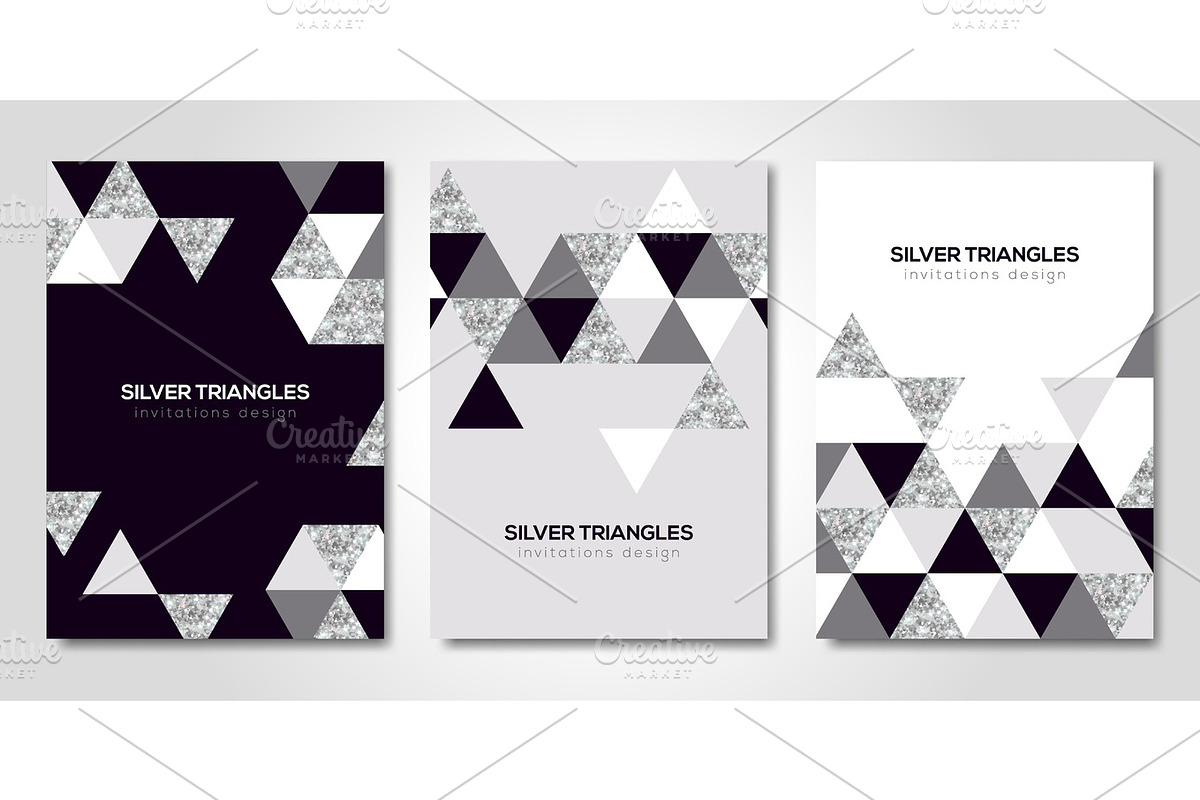 Banners set with silver geometric patterns in Illustrations - product preview 8