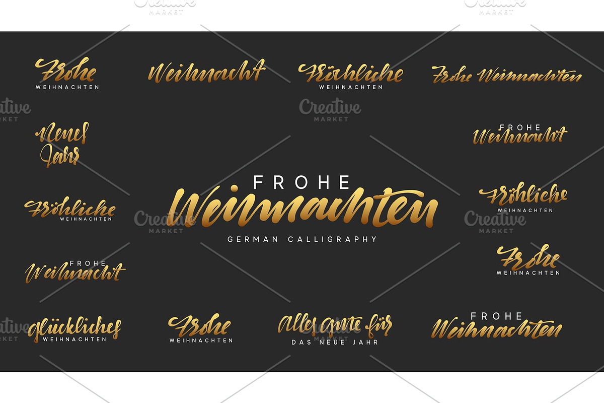 German lettering Frohe Weihnachten, Frohliche Weihnachten. in Illustrations - product preview 8