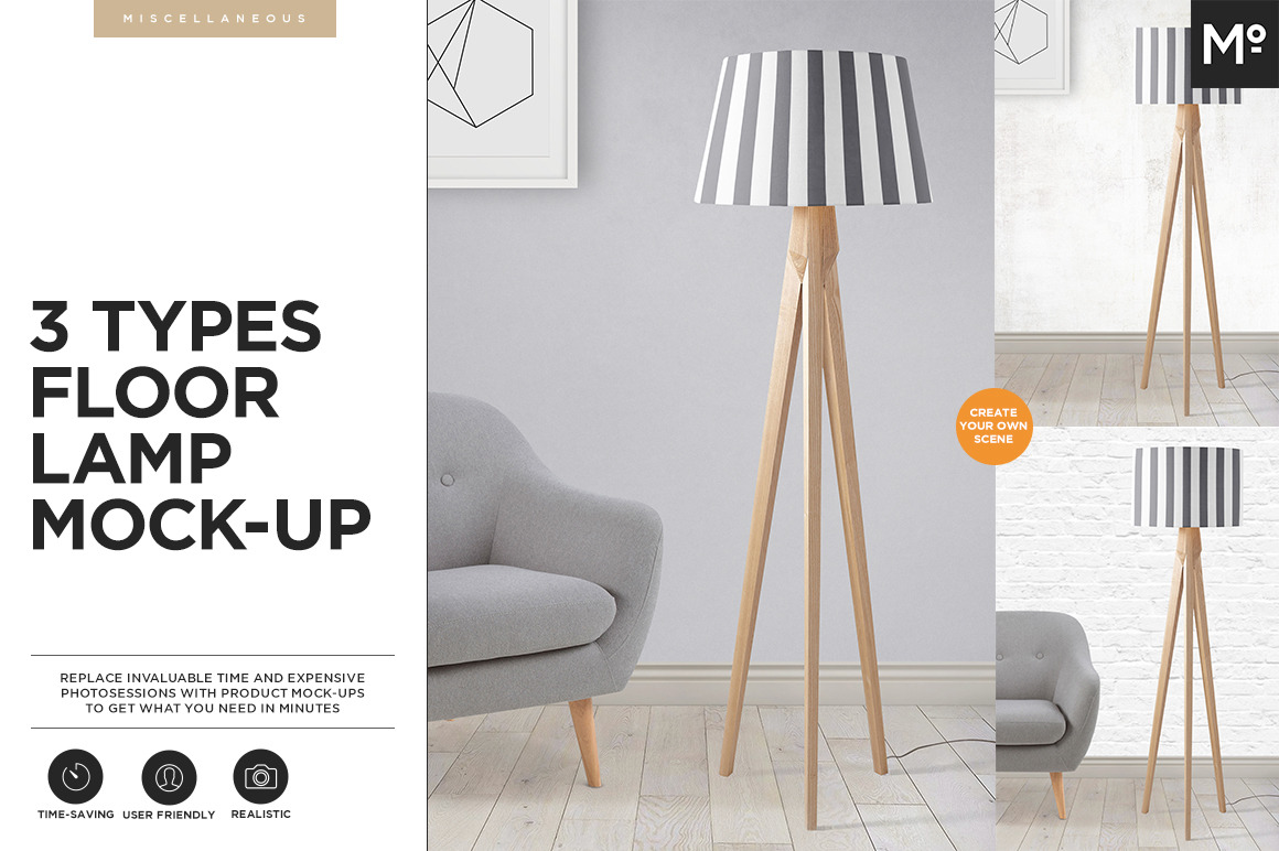 Download 3 Types Floor Lamp Mock-up | Creative Product Mockups ~ Creative Market