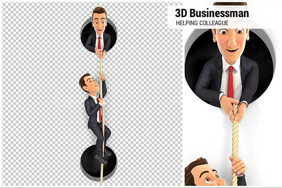 3D Businessman Helping Colleague in Illustrations - product preview 8