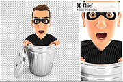 3D Thief Inside Trash Can