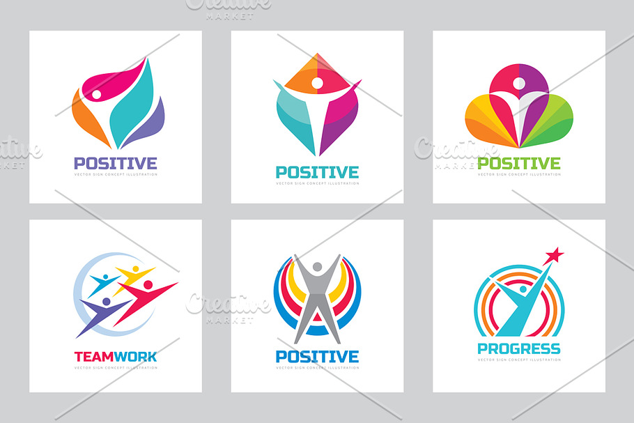 Positive Human Vector Logo Set in Logo Templates - product preview 8
